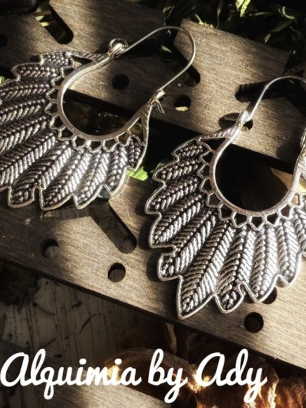 Statement silver Feather Fan Earrings